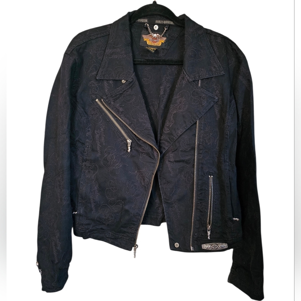 Harley-Davidson Black Patterned Leather Jacket